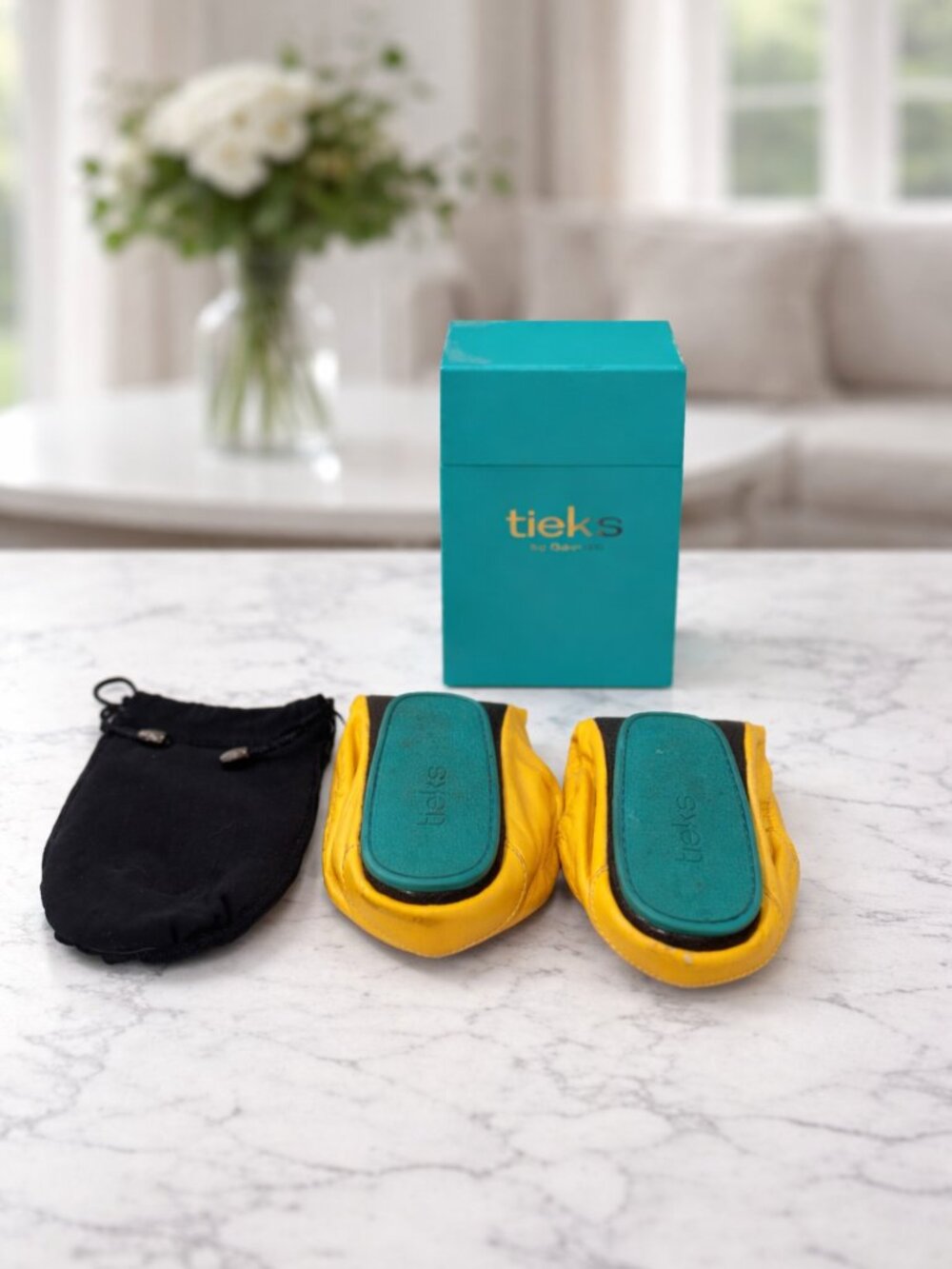 Tieks by Gavrieli Mustard Yellow Leather Ballet Flats Size 10